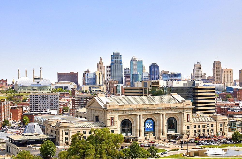 Downtown skyline of Kansas City and Union Station, Kansas City, Missouri, United States of America, North America