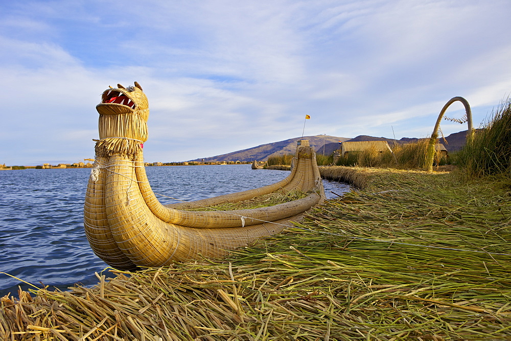 Traditional reed boat Uros Island, Flotantes, Lake Titicaca, peru, peruvian, south america, south american, latin america, latin american South America