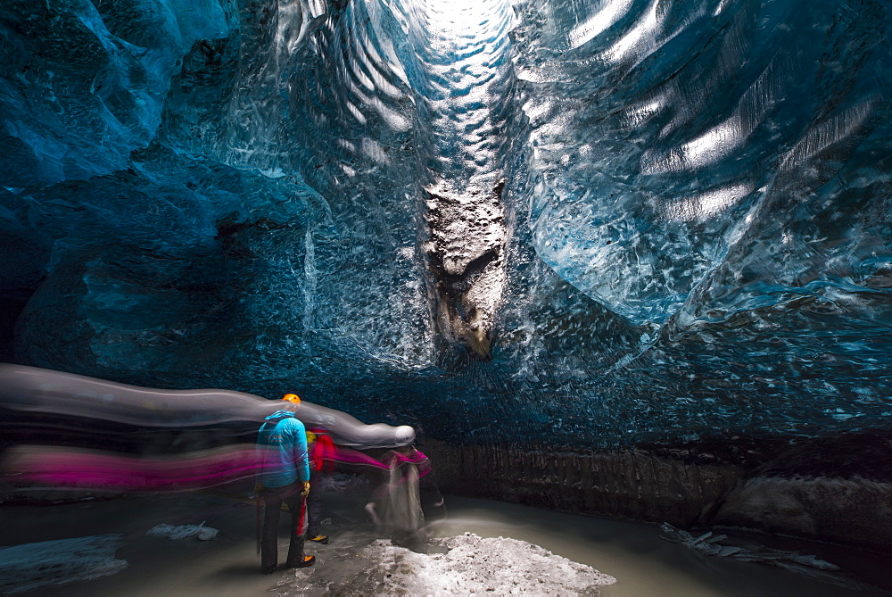 Ice cave, Vatnatjokull glacier, Southern Iceland, Iceland, Europe