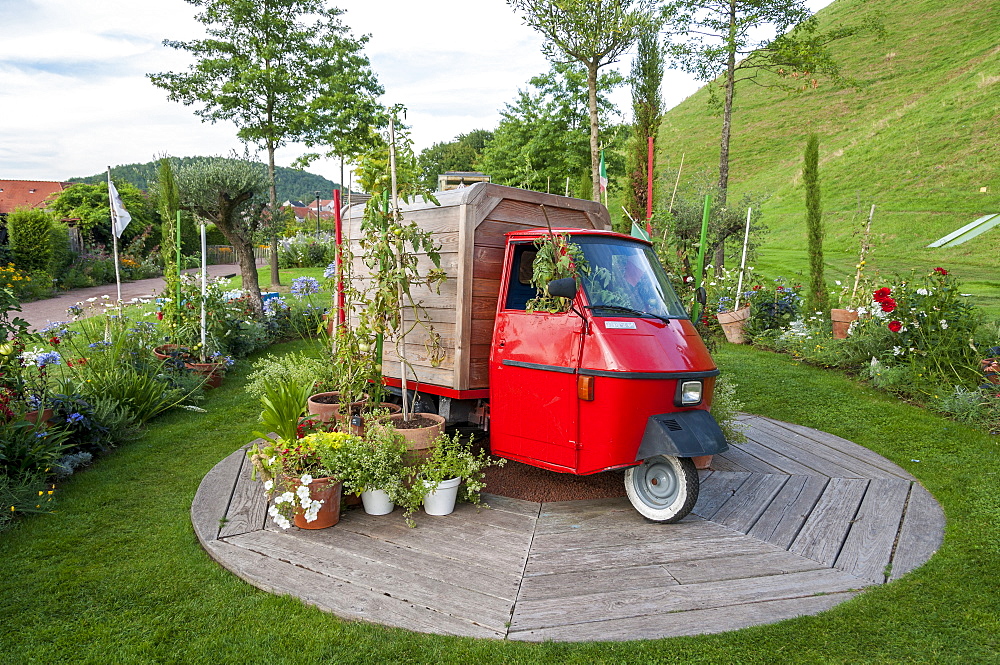 Garden for peace in summer, Bitche, Moselle, France