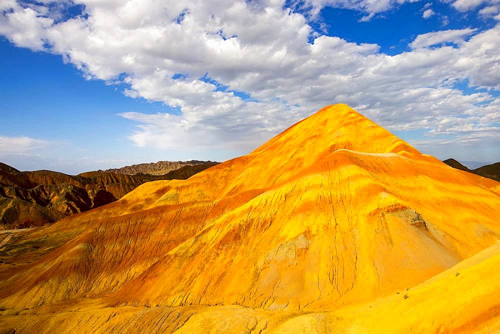 Eroded hills of sedimentary conglomerate and sandstone, Unesco World Heritage, Zhangye, China