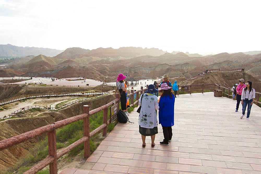 Eroded hills of sedimentary conglomerate and sandstone, Unesco World Heritage, Zhangye, China