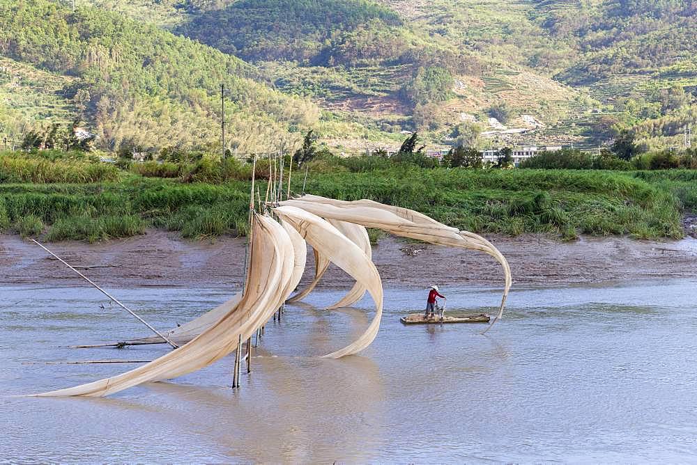 Drying of the sails of boats with the wind, Xiapu County, Fujiang Province, China