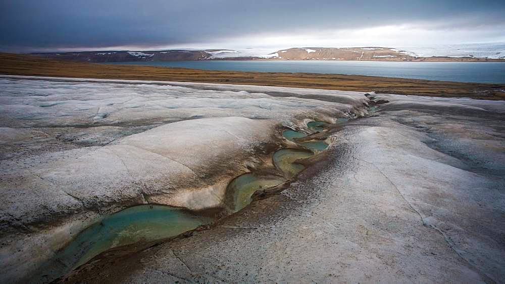 Glacial stream on the surface of a glacier, Svalbard