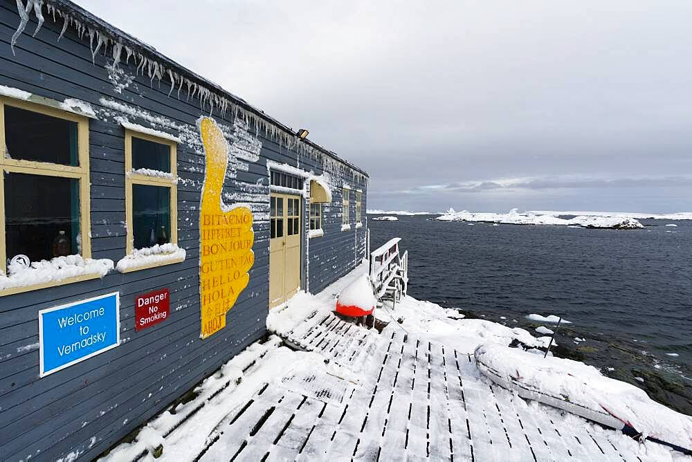 Vernadsky research base, the Ukrainian Antarctic station at Marina Point on Galindez Island in the Argentine Islands, Antarctica.