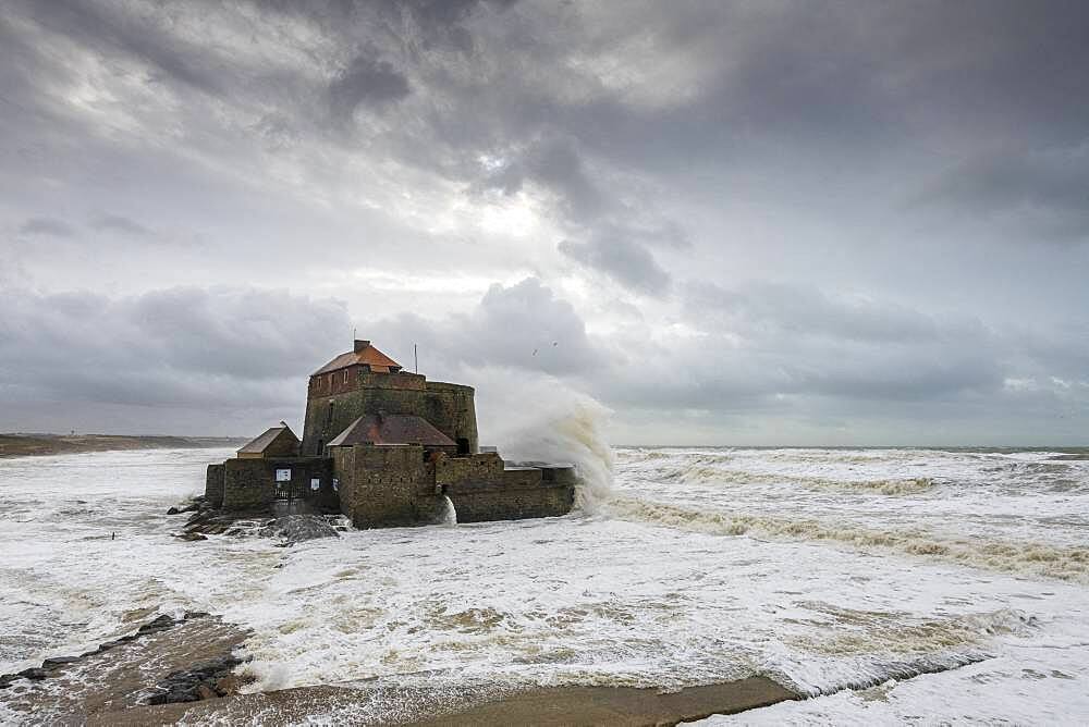 Fort d'Ambleteuse during storm Ciara, February 2020, Hauts de France, France