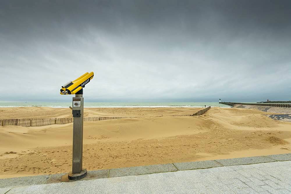 Calais beach and its pier in winter, Pas-de-Calais, Hauts de France, France