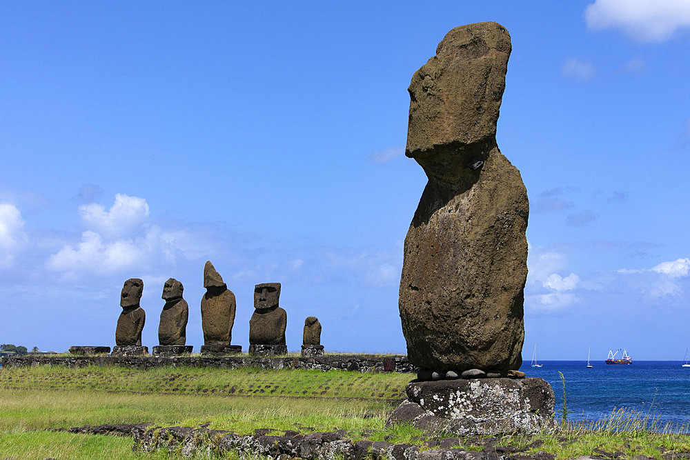 Moai of the Ahu of Tahai Hanga Roa, Easter Island, Chile