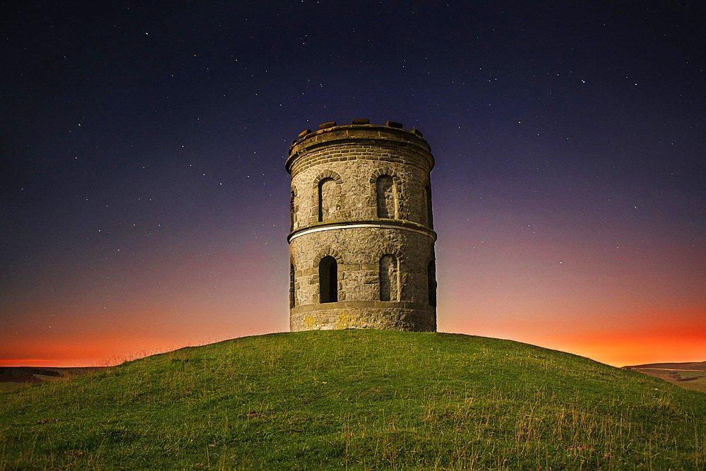 Solomons Temple, Buxton, UK. Solomons Temple lit by the moon in the Peak District, UK.