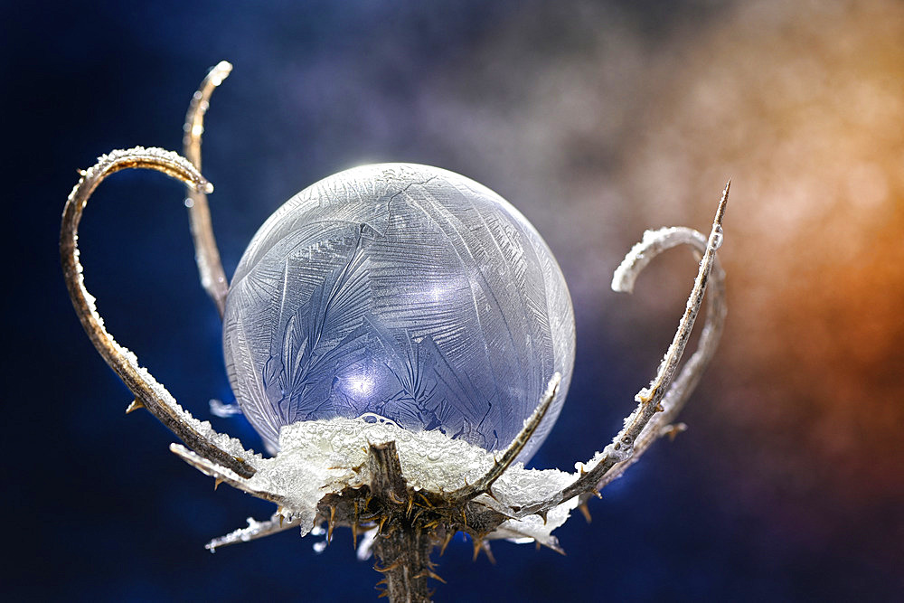 Frozen soap bubble by - 10°