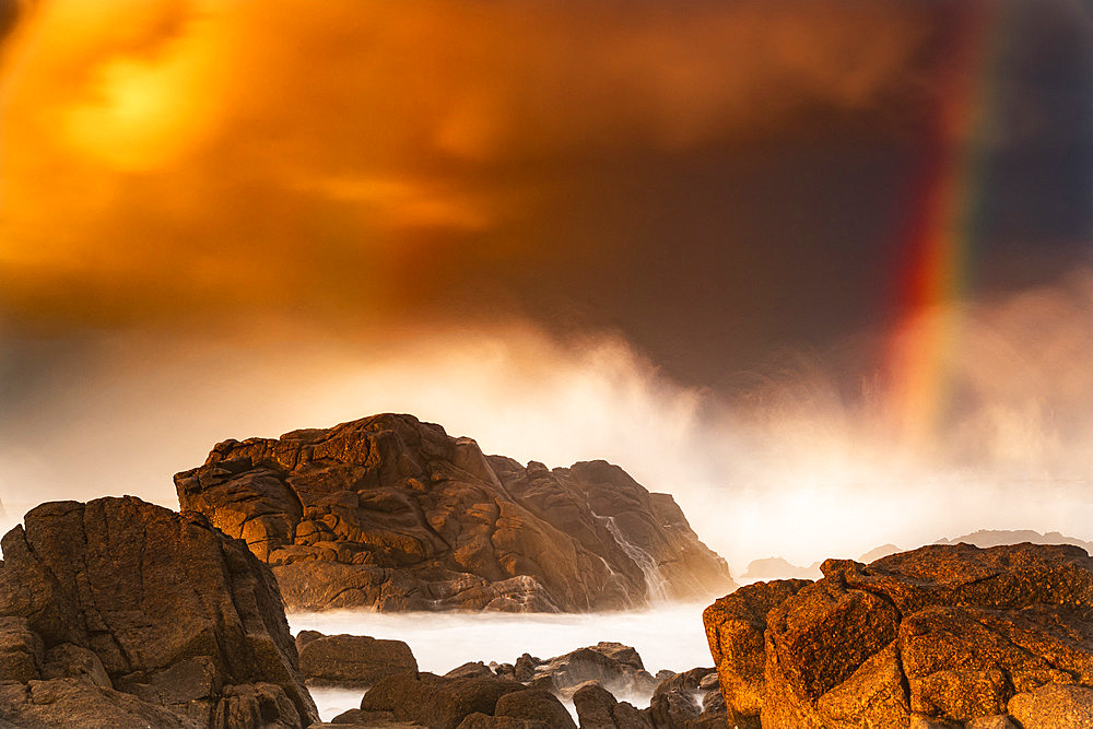 Rocks and rainbow at Porspoder, Bretagne, France