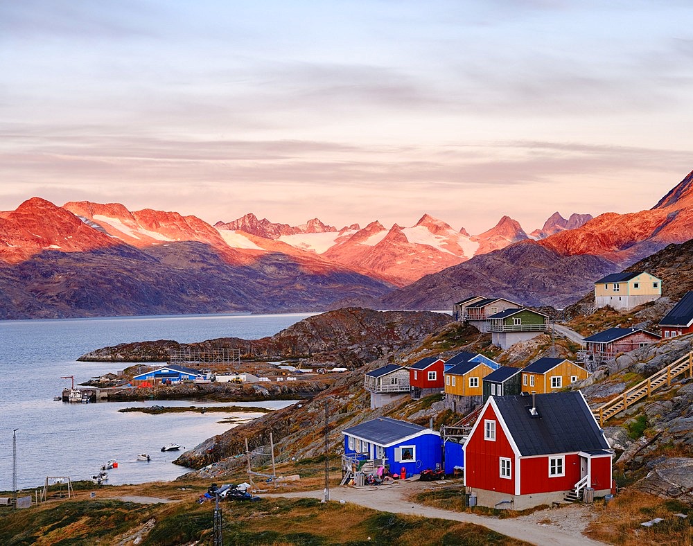 Settlement Kuummiit (formerly spelled Kummiut). Ammassalik area in East Greenland. North America, Greenland, Danish Territorrry