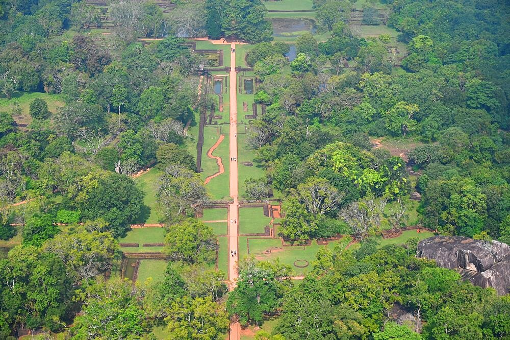 The gardens of the capital (477-495) of king Kasyapa viewed from the top of the Lion's rock. Sirigiya. Sri-Lanka.