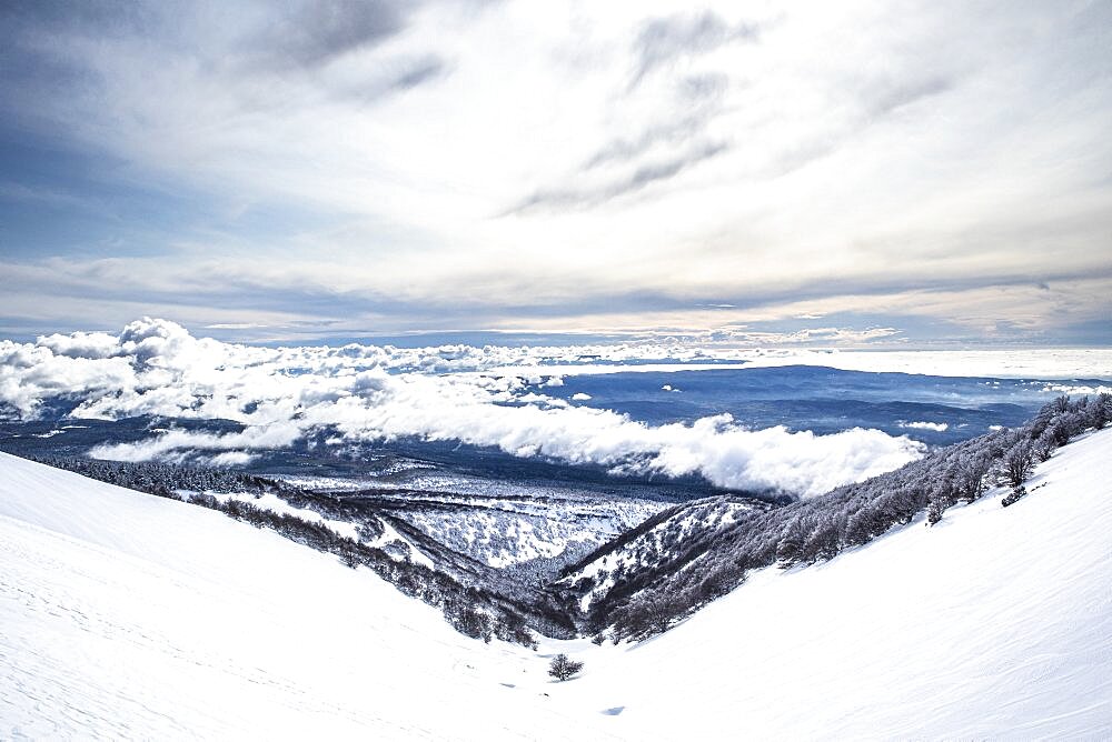 Snow-covered ridges of Mont Ventoux, Regional Nature Park, Vaucluse, France.