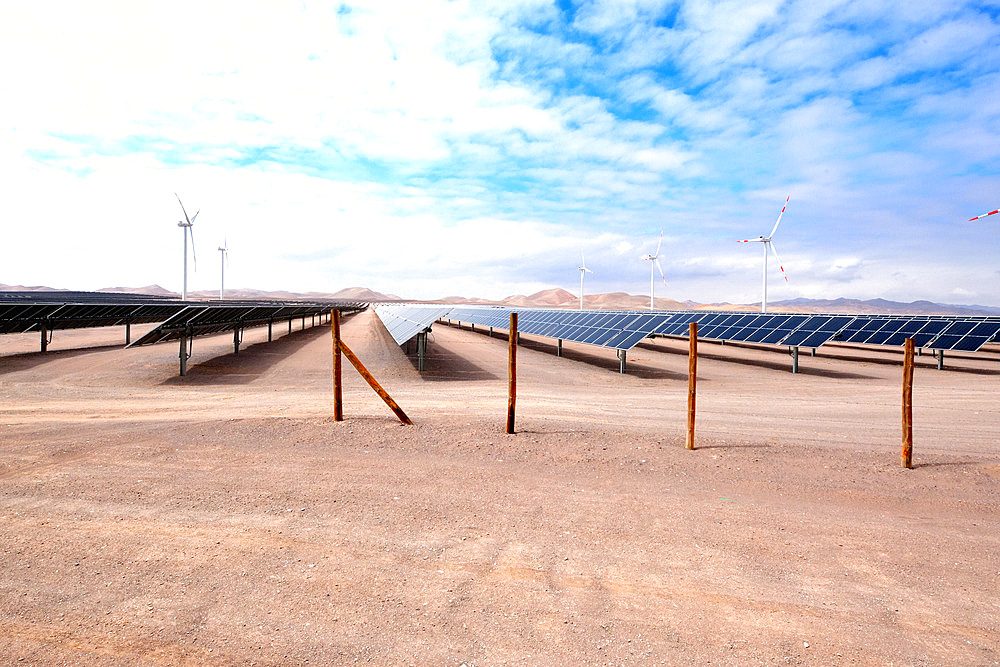 First industrial solar power plant in South America in Calama: Calama Solar 3 is the first industrial plant of its kind to be built in South America. Province of Loa, Antofagasta region. Chile.