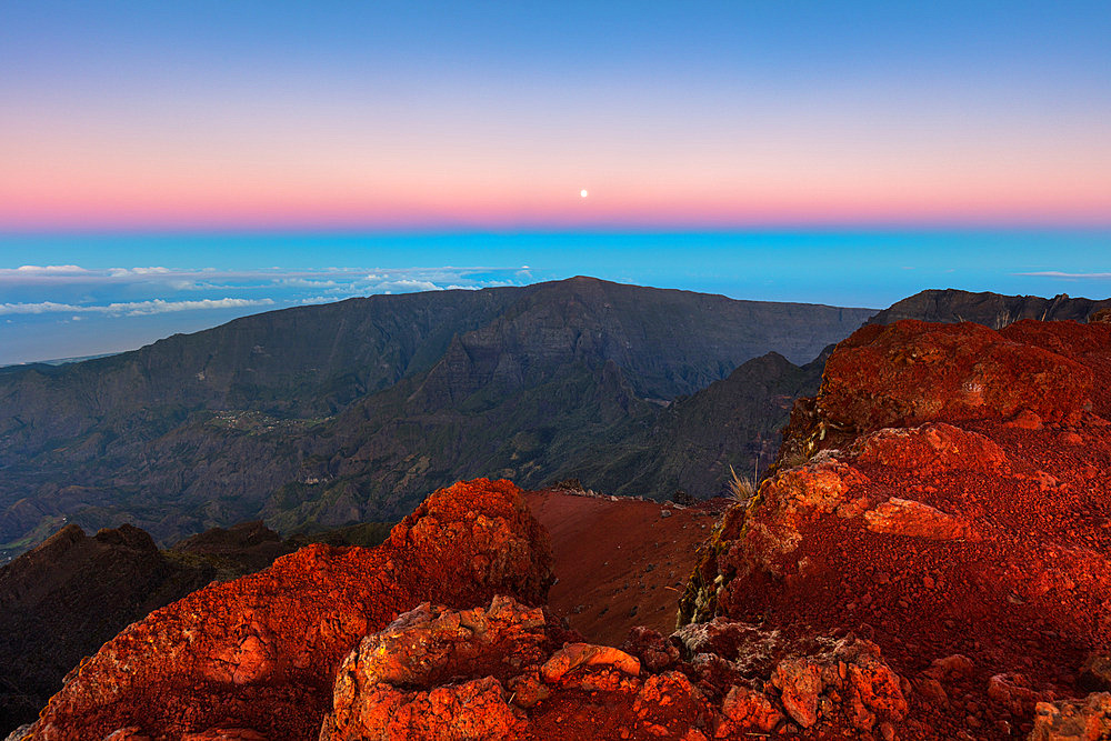 Sunrise at the top of the Piton des Neiges (3070m), Cilaos, Salazie, Reunion Island, France