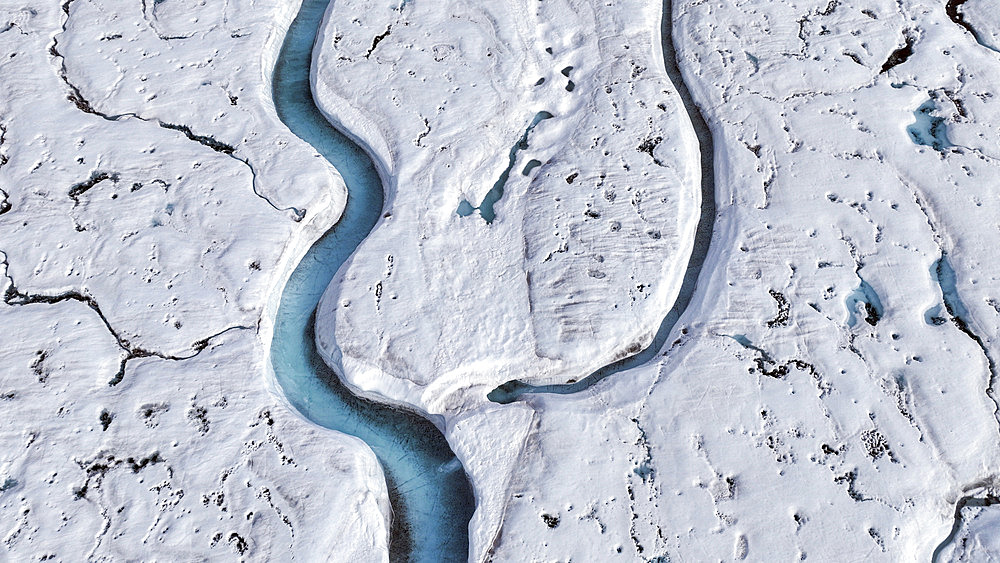 Glacial stream on the polar cap, Brasvellbreen, Svalbard, Arctic