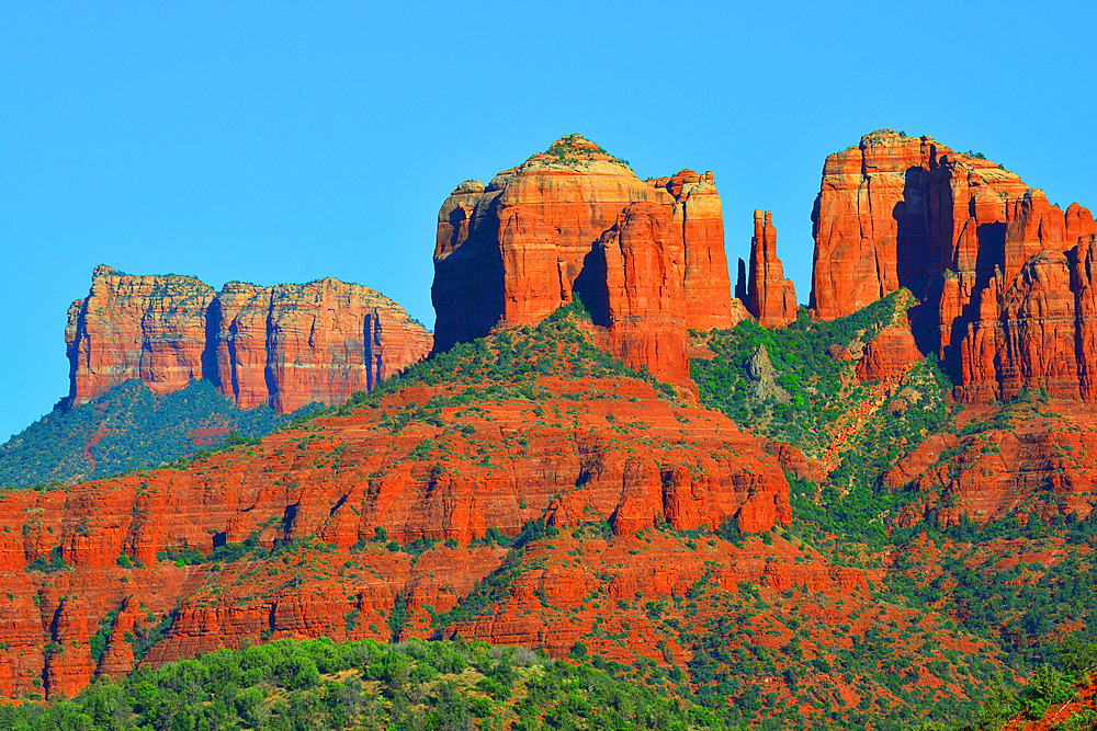 USA. Arizona. The city of Sedona is known for its natural red sandstone formations such as Cathedral Rock here.