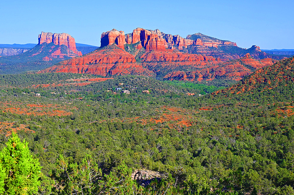 The city of Sedona is known for its natural red sandstone formations such as Cathedral Rock here. Arizona. USA.