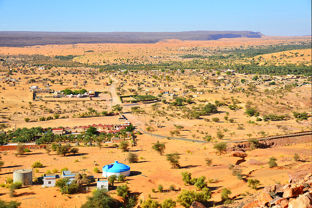 View of the Azougui oasis. Azougui cultural landscape. Atar. Adrar lateau. Mauritania