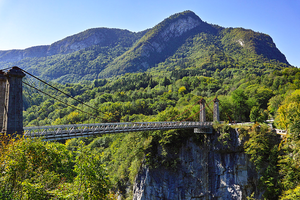Pont de l'Abime, above the river Cheran, Gruffy, Haute-Savoie, Auvergne-Rhone-Alpes, France