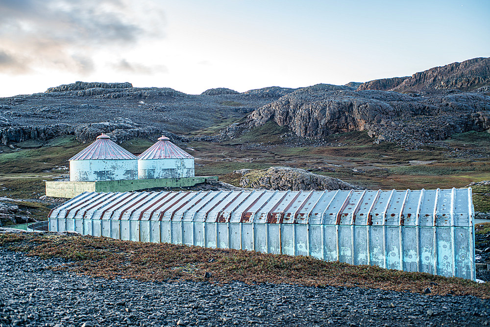 The Armor infrastructure. Remains of the Armor fish farm, built in 1984 to produce top-quality salmon, a project later abandoned. Grande Terre, Kerguelen archipelago.