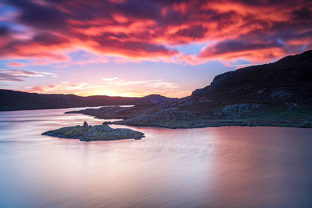 Sunrise over Hurley Bay, Grande Terre, Kerguelen archipelago.