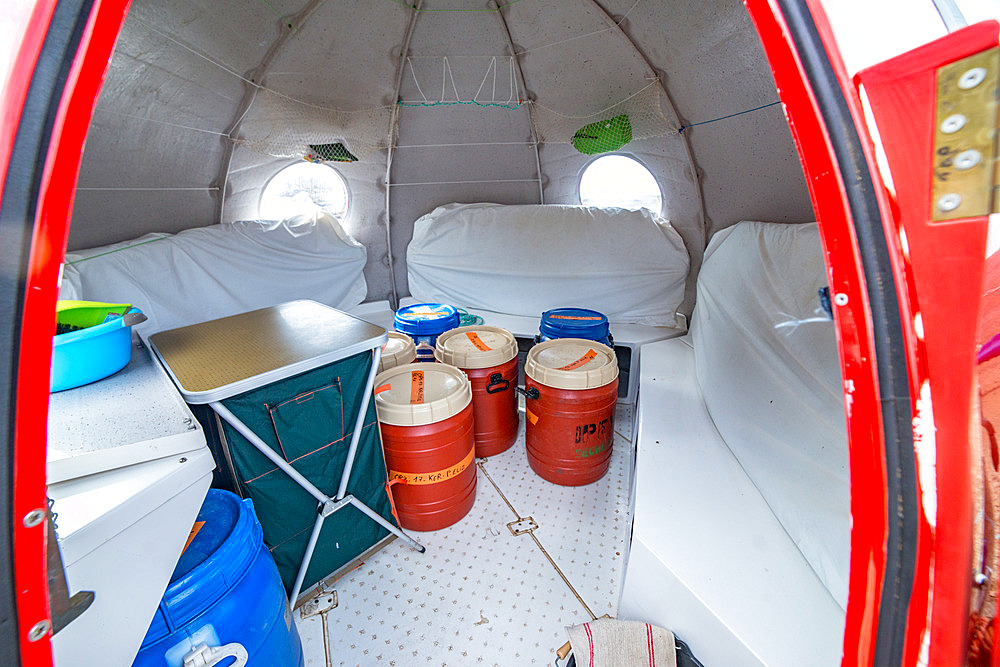 The interior of the Port Elisabeth hut, just enough to shelter in bad weather and sleep in. Kerguelen Archipelago