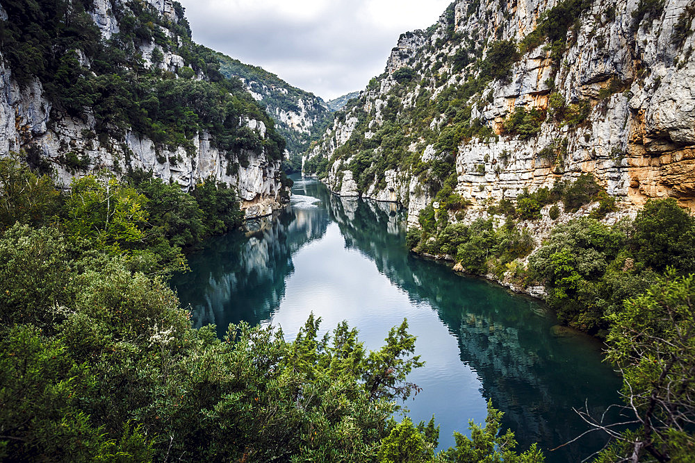Verdon Gorge view with cliff and river, Quinson, Provence, France