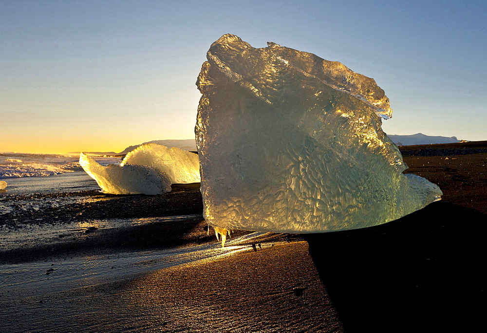 ice at Jokulsarlon beach Southern Iceland Iceland Europe Nature Scenery