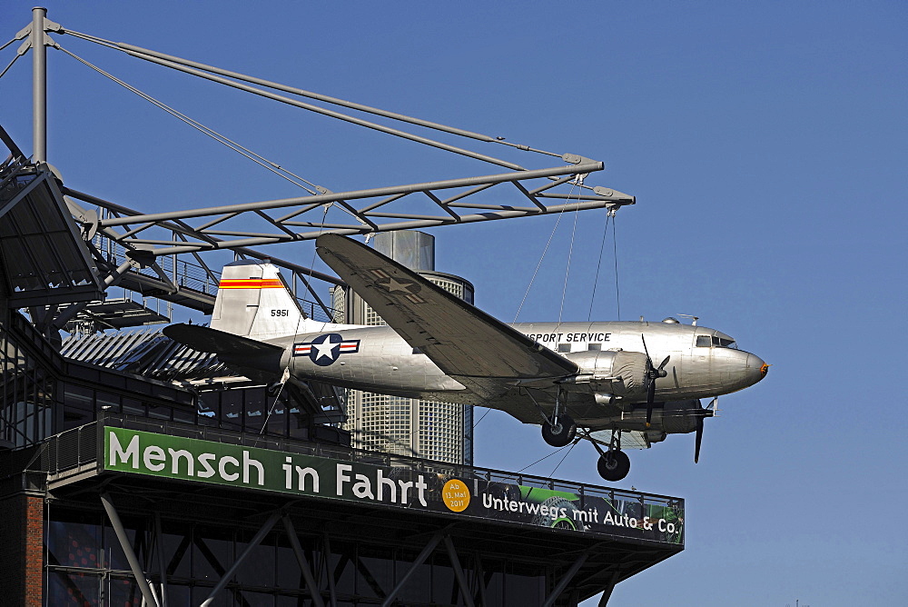 Douglas C-47 Skytrain airplane on the roof of the German museum of technology