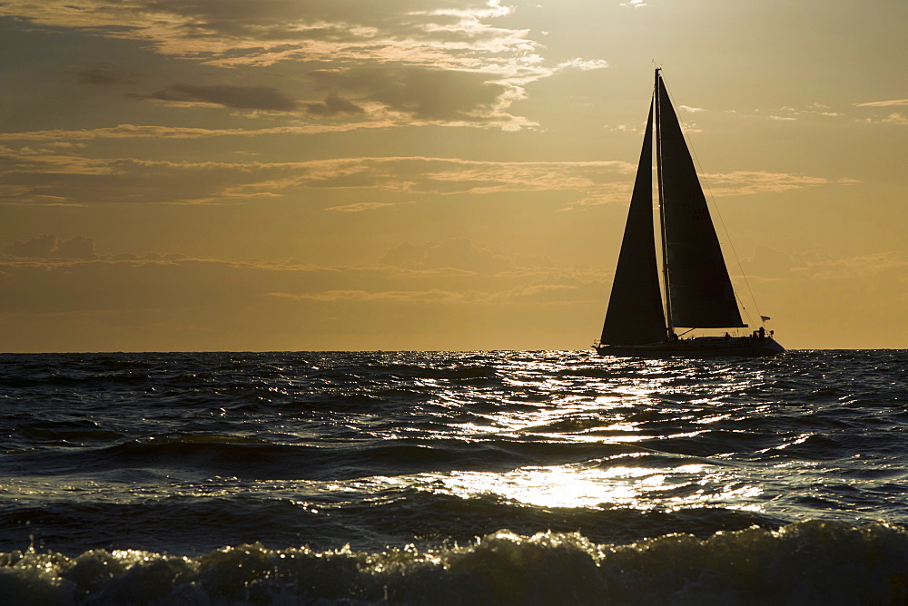 sailing boat at sunset sea mood Hiddensee Mecklenburg-Western Pomerania Germany Europe