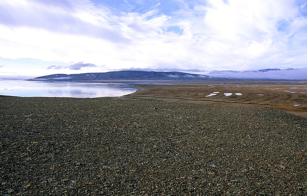 Strandflat coastlines due to isostatic rebounce. Myggbukta (Mosquito Bay) at the Hold With Hope peninsula, NE-Greenland.