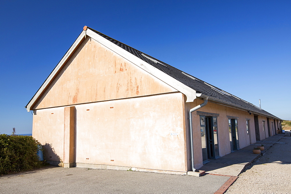 The largest rammed earth building in the UK, a low impact building technique at Mount Pleasant Ecological Park, Porthtowan, Cornwall, UK.