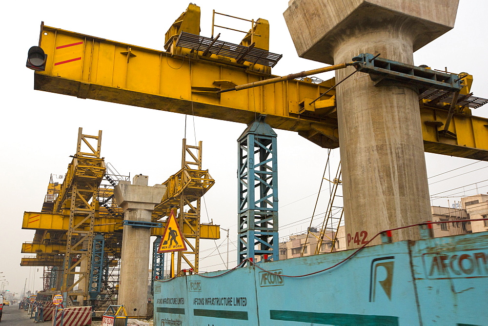 The Metro system being expanded in Calcutta, India,