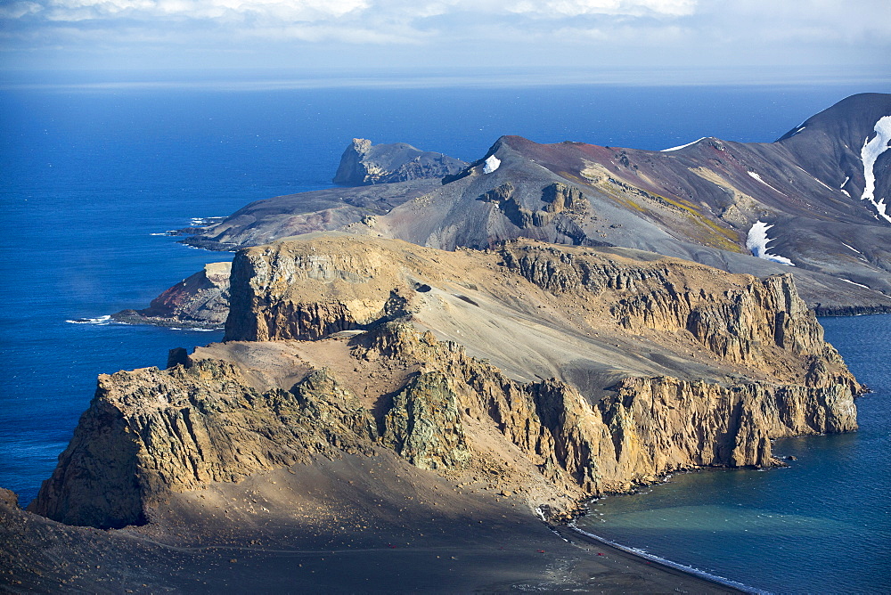 Deception Island in the South Shetland Islands off the Antarctic Peninsular is an active volcanic caldera.