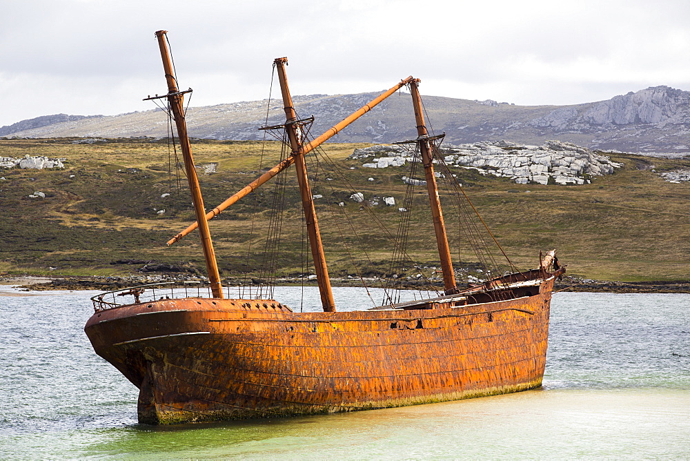 The shipwreck of the Lady Elizabeth on the outskirts of Port Stanley, the capital of the Falkland Islands.