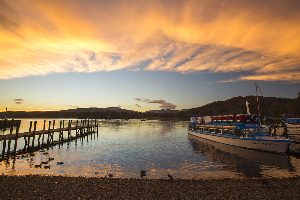 Lake Windermere at sunset, Ambleside, Lake District, UK.