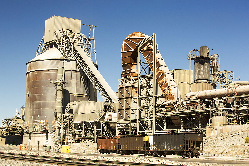 A cement works at Tehachapi Pass California, USA, Cement production is one of the most carbon hungry industrys on the planet.