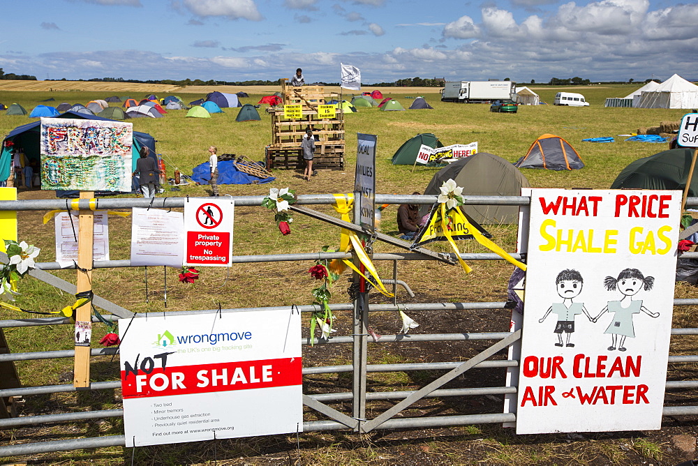 A protest camp against fracking at a farm site at Little Plumpton near Blackpool, Lancashire, UK, where the council for the first time in the UK, has granted planning permission for commercial fracking fro shale gas, by Cuadrilla.