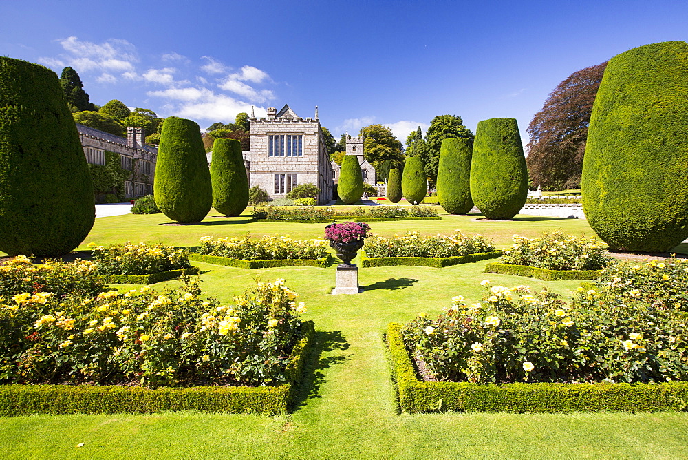 The formal gardens of Lanhydrock a country residence dating from the 1600's in Cornwall, UK.