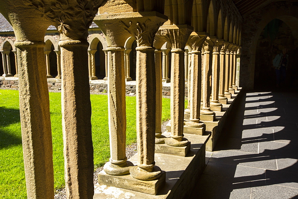 Sandstone pillars in Iona Abbey on Iona, off Mull, Scotland, UK.