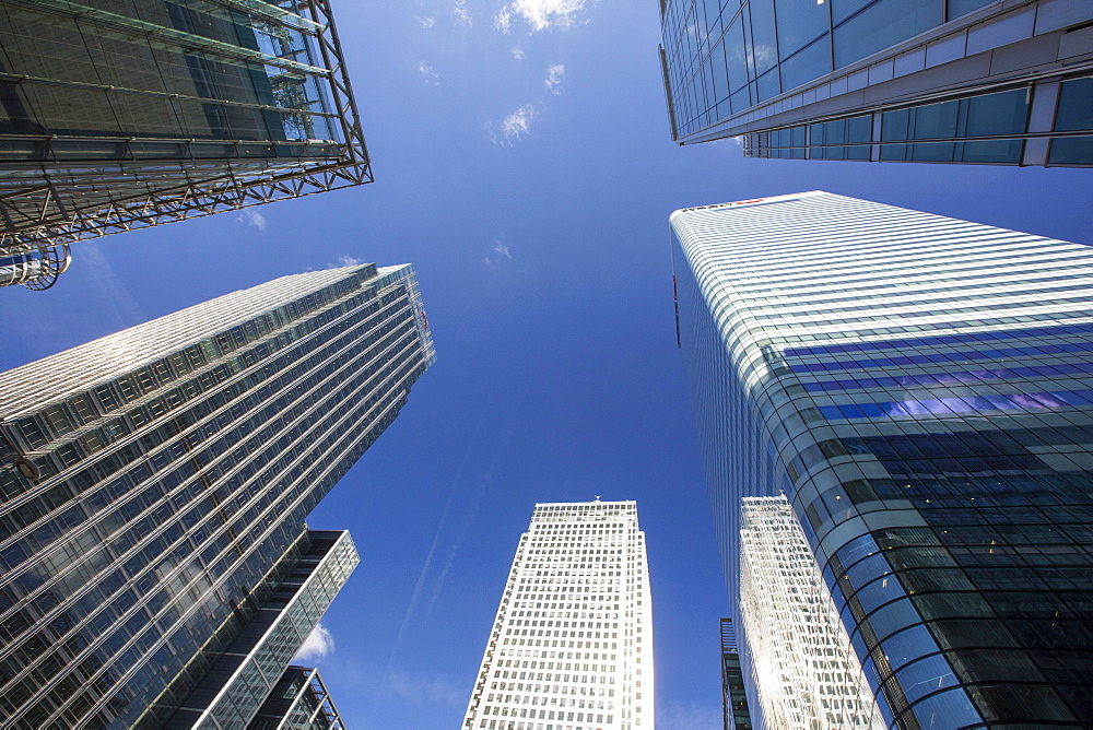 Banks in Canary Wharf, London, UK.