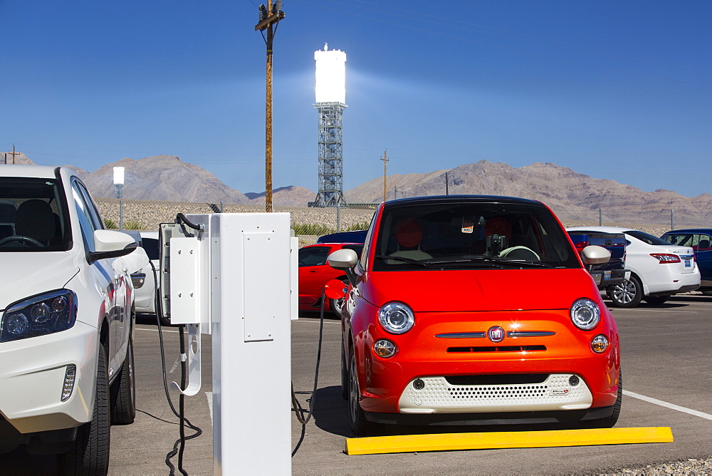 Electric cars being recharged at the Ivanpah Solar Thermal Power Plant in California''s Mojave Desert is currently the largest solar thermal plant in the world. It generates 392 megawatts (MW) and deploys 173,500 heliostats that reflect the suns rays onto three solar towers. It covers 4,000 acres of desert.