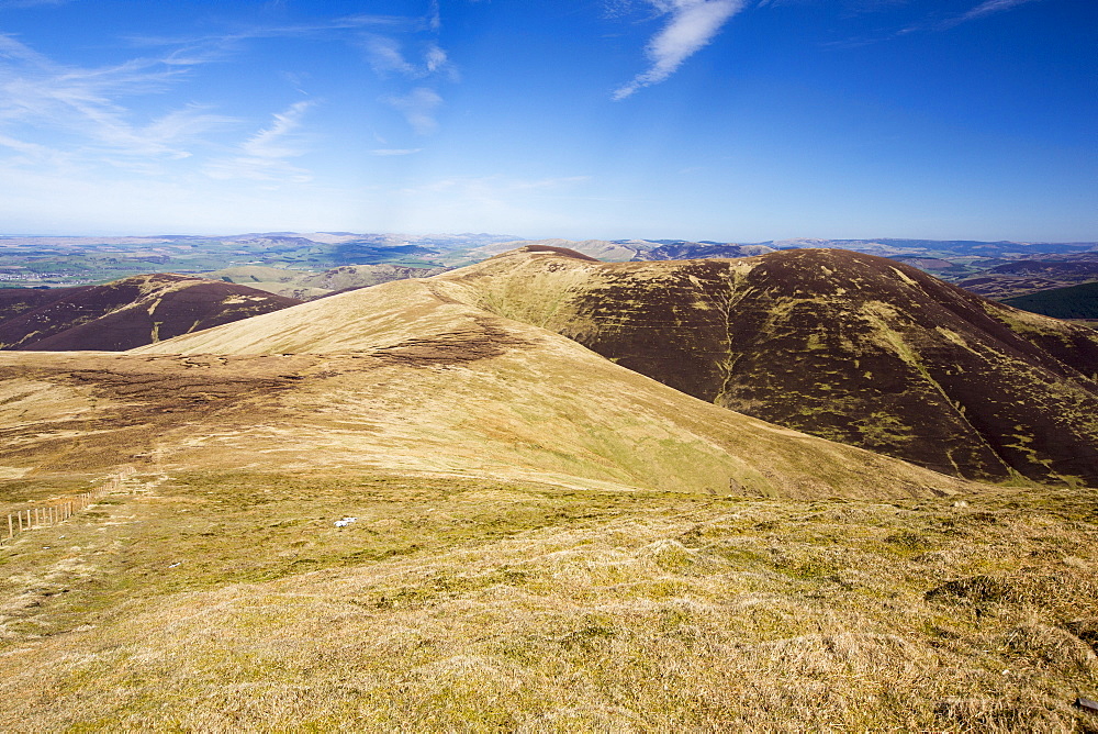 Looking towards King bank head from Culter Fell above Biggar in the Southern Uplands of Scotland, UK. These peat covered moorland hills are an important carbon sink.