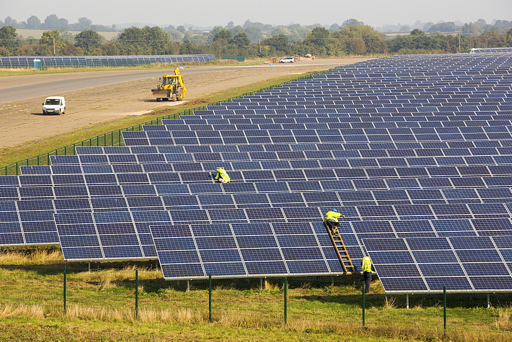 Wymeswold Solar Farm the largest solar farm in the UK at 34 MWp, based on an old disused second world war airfield, Leicestershire, UK. It contains 130,000 panels and covers 150 acres.