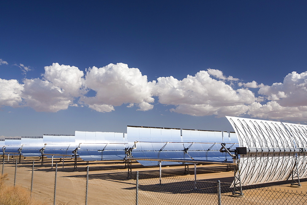 The 354 megawatts SEGS plant at Kramer Junction is the second largest solar thermal power plant in the world, mojave Desert, California, USA.