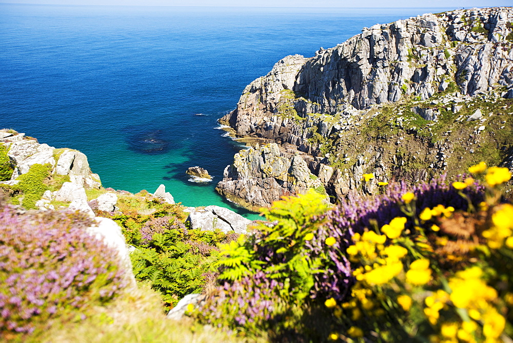 Granite sea cliffs at Bosigran on Cornwall's North Coast, UK.