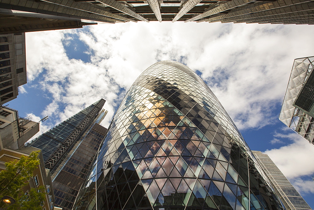 The Swiss Re Tower and Leadenhall Building in the City of London.