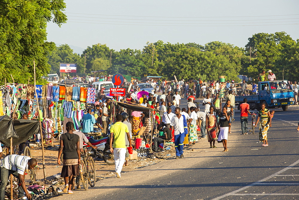 An African market on the roadside in Ckiwawa, Malawi, Africa.